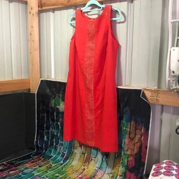 Nine West size 14 orange and tan dress - Picture 1 of 11